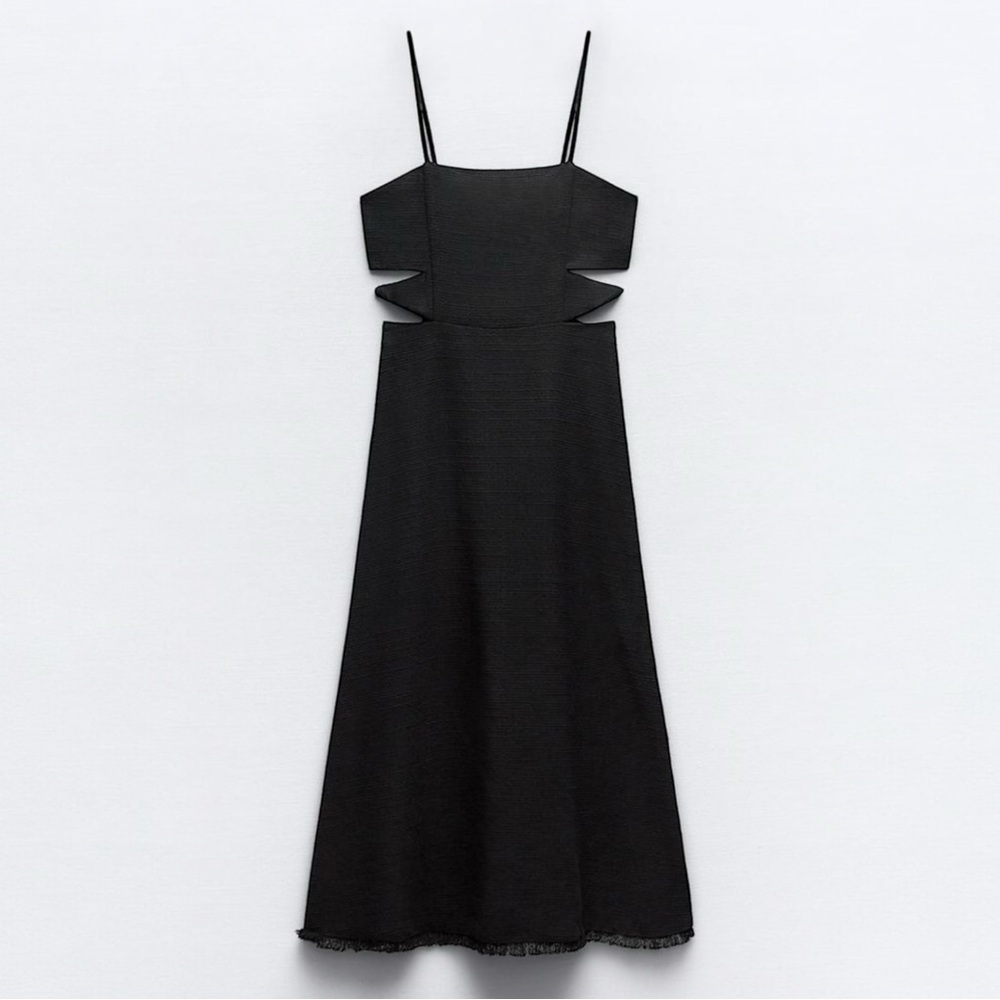 Zara Black Midi Dress with Cutout Details